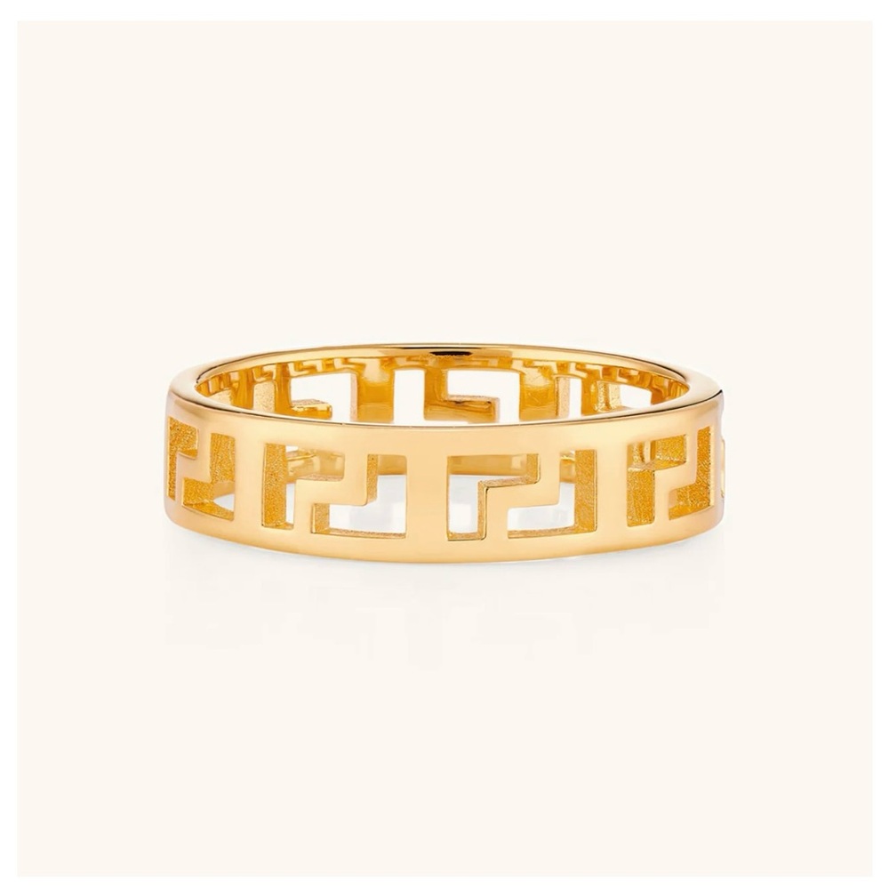 Gold Geometric Pattern Ring